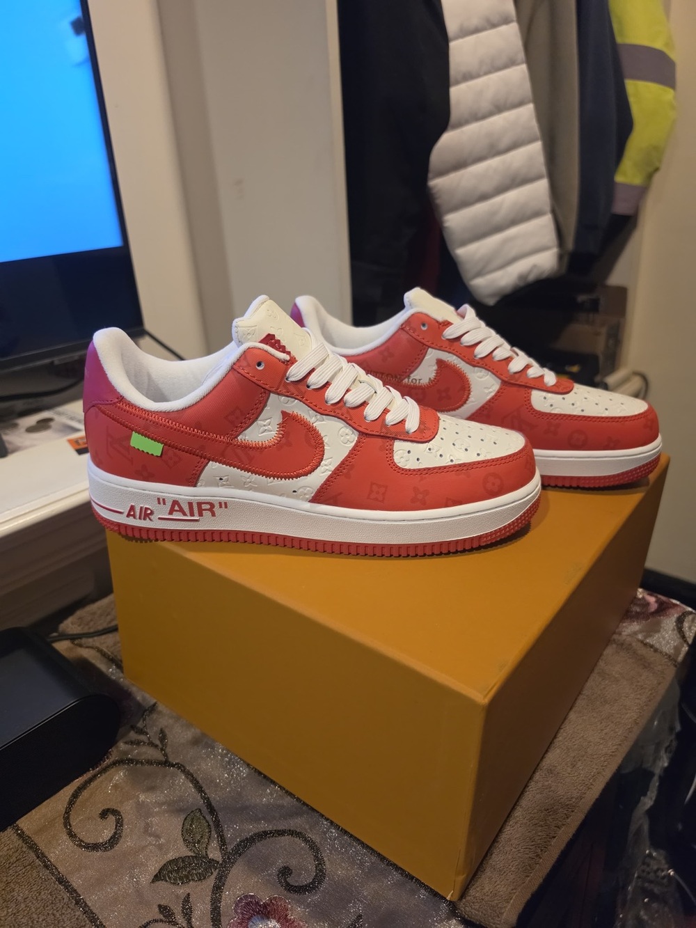 Louis Vuitton Red and White Low-Top Sneakers